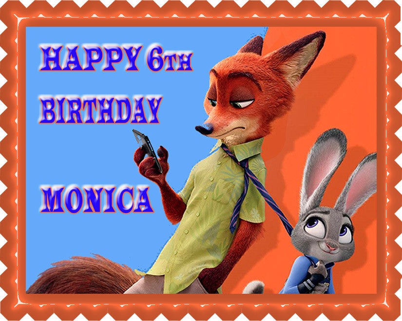 Zootopia (Nr7) - Edible Cake Topper OR Cupcake Topper, Decor