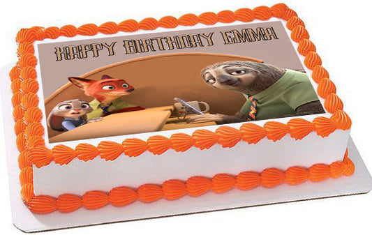 Zootopia 3 Edible Birthday Cake Topper OR Cupcake Topper, Decor - Edible Prints On Cake (Edible Cake &Cupcake Topper)