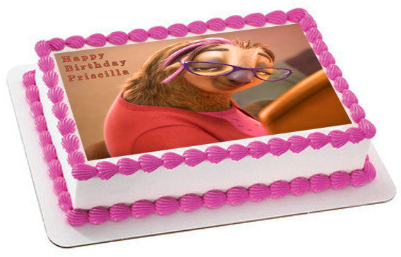 Zootopia Priscilla Sloth (Nr4) - Edible Cake Topper OR Cupcake Topper, Decor