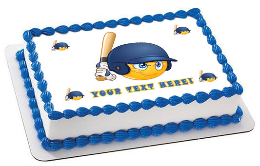 Baseball batter or hitter player emoticon - Edible Cake Topper, Cupcake Toppers, Strips