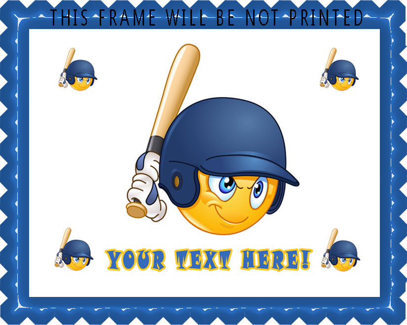 Baseball batter or hitter player emoticon - Edible Cake Topper, Cupcake Toppers, Strips