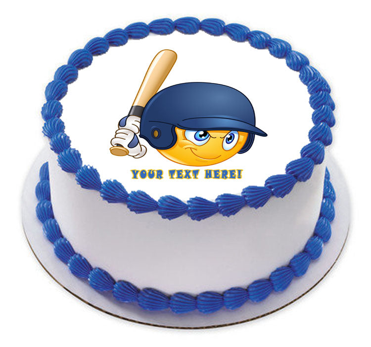 Baseball batter or hitter player emoticon - Edible Cake Topper, Cupcake Toppers, Strips