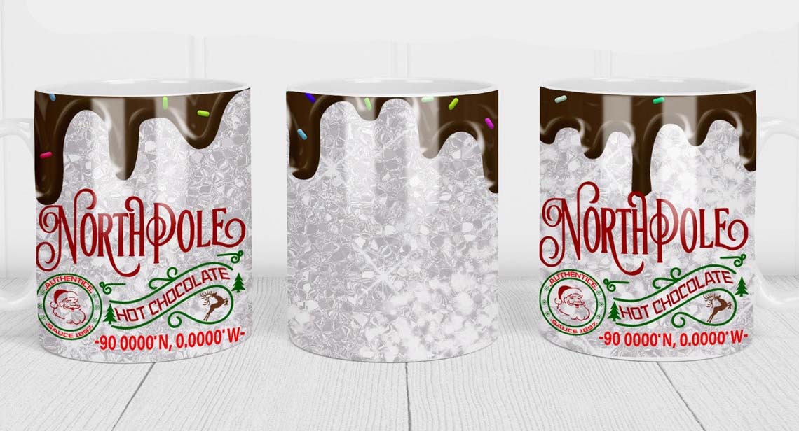 Hot Chocolate North Pole Mug, Birthday Gift, Custom Mug Gift for Mom, Anniversary Gift for Her/Him, Valentine's day gifts