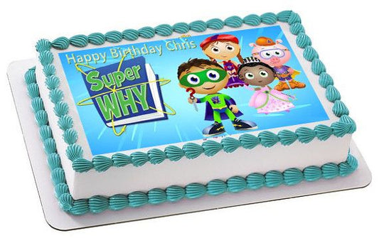 SUPER WHY 3 Edible Birthday Cake Topper OR Cupcake Topper, Decor - Edible Prints On Cake (Edible Cake &Cupcake Topper)