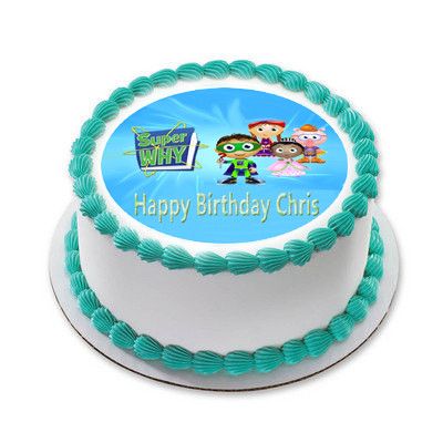 SUPER WHY 3 Edible Birthday Cake Topper OR Cupcake Topper, Decor - Edible Prints On Cake (Edible Cake &Cupcake Topper)