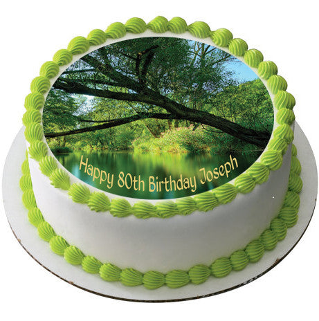 Natur - River Background Edible Birthday Cake Topper OR Cupcake Topper, Decor - Edible Prints On Cake (Edible Cake &Cupcake Topper)