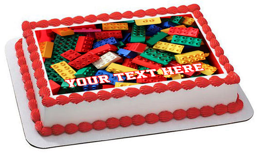 Lego bricks blocks - Edible Cake Topper, Cupcake Toppers, Strips