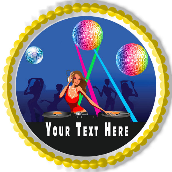 Disco Girl - Edible Cake Topper, Cupcake Toppers, Strips