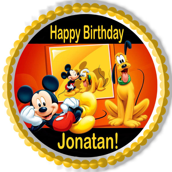 Mickey and Pluto - Edible Cake Topper OR Cupcake Topper, Decor