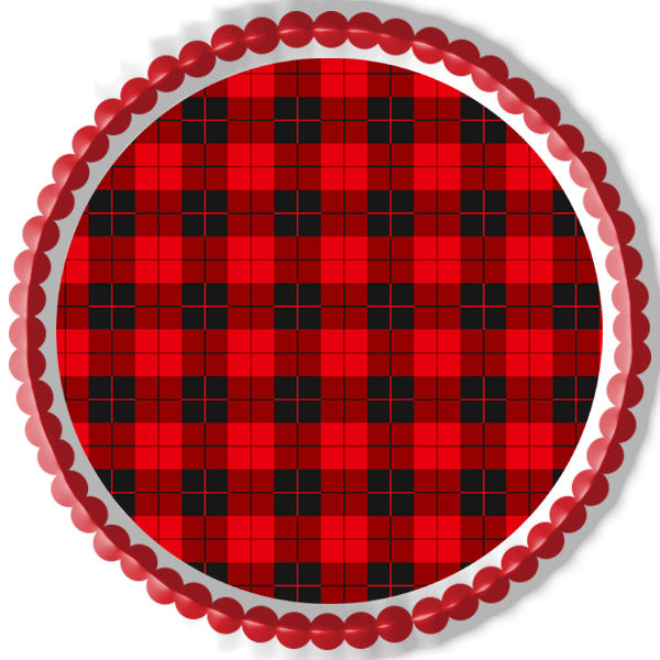 Buffalo Plaid - Edible Cake Topper, Cupcake Toppers, Strips