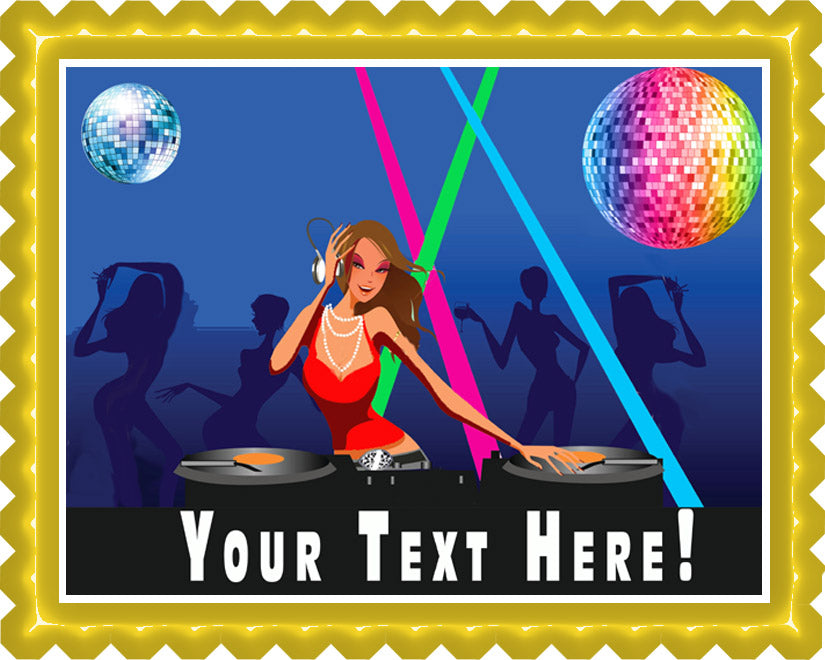 Disco Girl - Edible Cake Topper, Cupcake Toppers, Strips