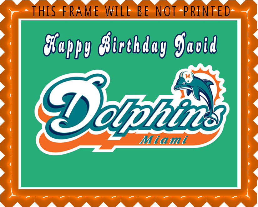 Miami Dolphins - Edible Cake Topper OR Cupcake Topper, Decor