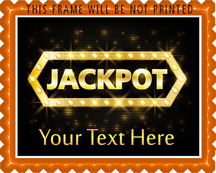 Jackpot gold casino lotto label - Edible Cake Topper, Cupcake Toppers, Strips