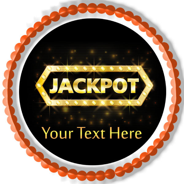 Jackpot gold casino lotto label - Edible Cake Topper, Cupcake Toppers, Strips