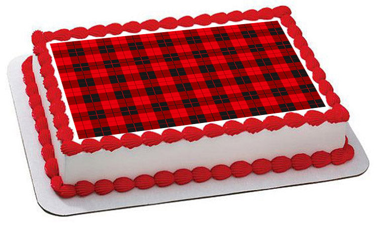 Buffalo Plaid - Edible Cake Topper, Cupcake Toppers, Strips