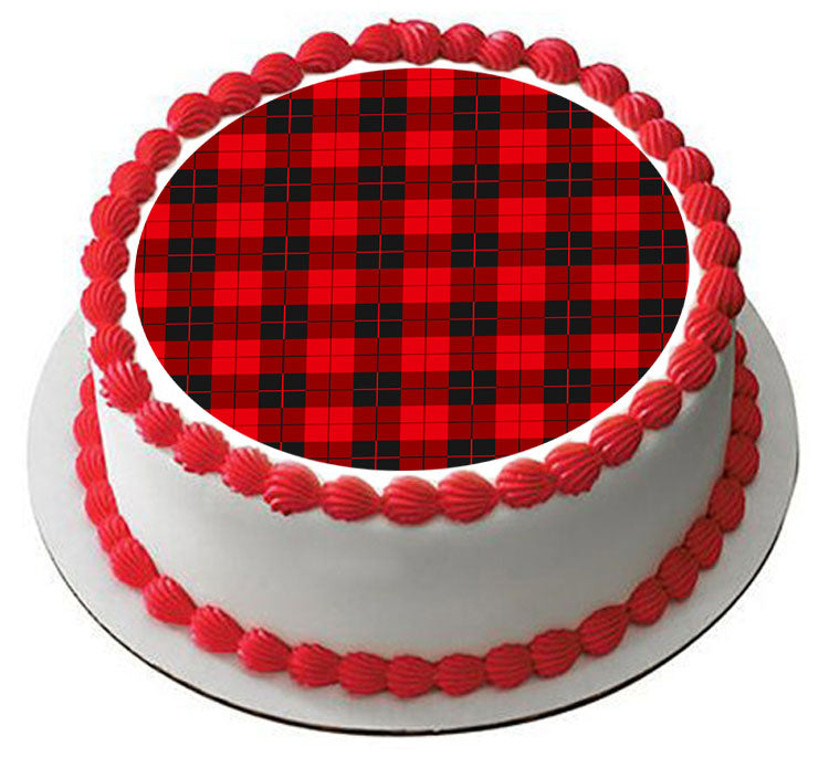 Buffalo Plaid - Edible Cake Topper, Cupcake Toppers, Strips