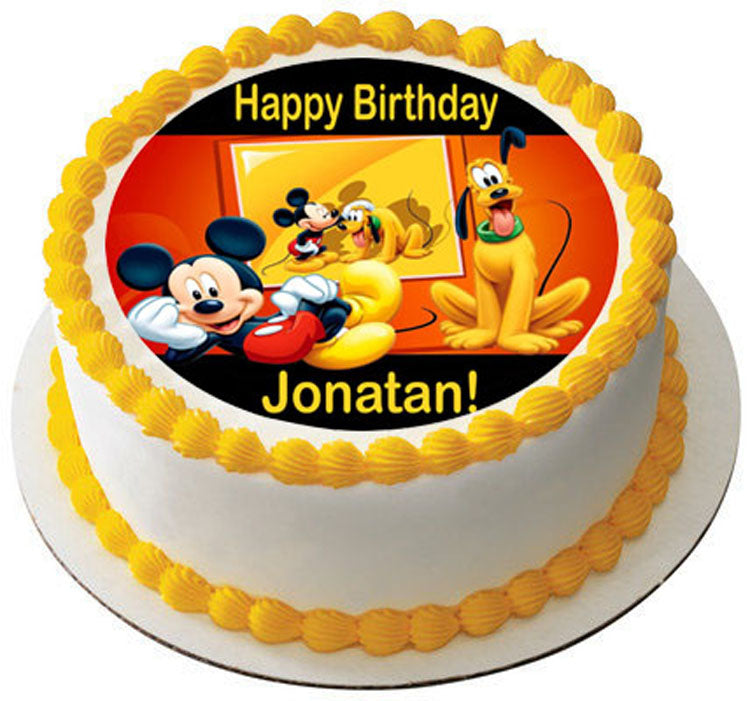 Mickey and Pluto - Edible Cake Topper OR Cupcake Topper, Decor