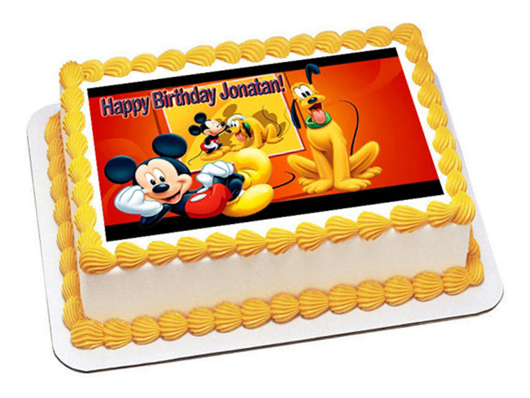 Mickey and Pluto - Edible Cake Topper OR Cupcake Topper, Decor