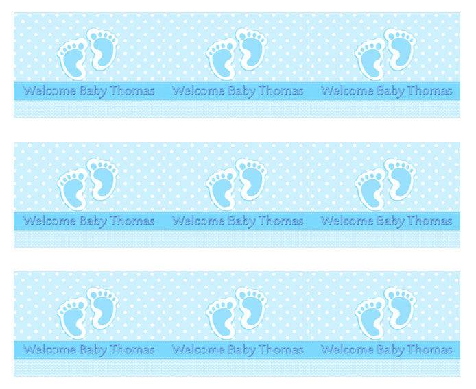 Baby Feet Foot Blue - Edible Cake Topper, Cupcake Toppers, Strips