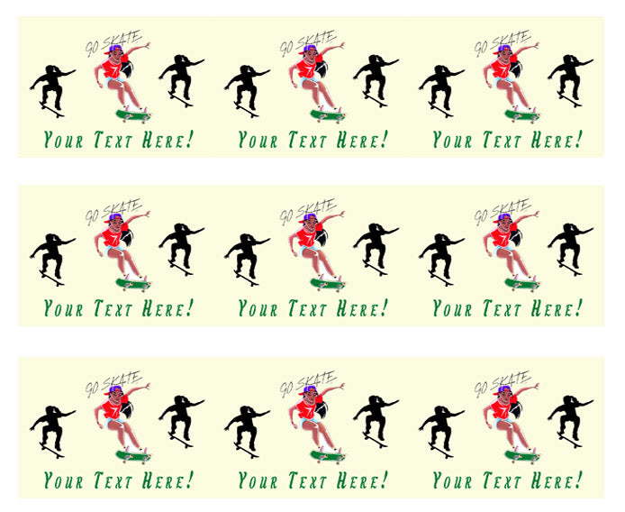 Skateboard Girl - Edible Cake Topper, Cupcake Toppers, Strips