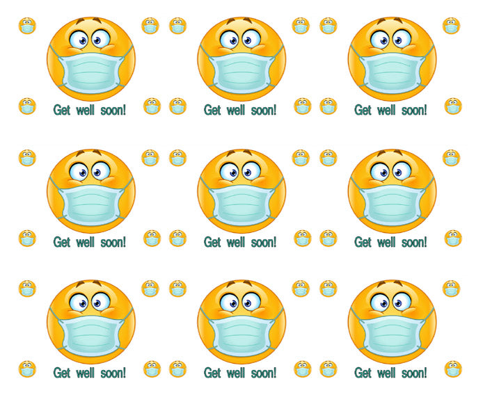 Emoji with Mask - Edible Cake Topper, Cupcake Toppers, Strips