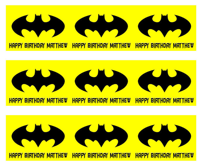 Batman Yellow Logo - Edible Cake Topper, Cupcake Toppers, Strips