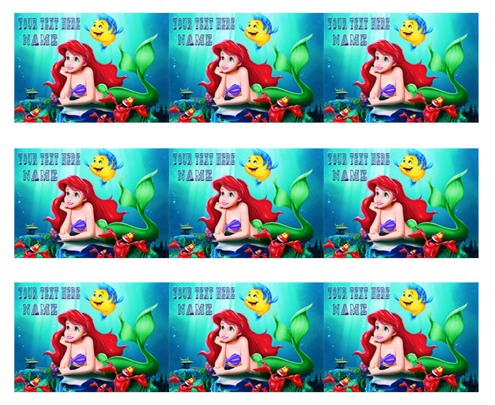 ARIEL THE LITTLE MERMAID - Edible Cake Topper, Cupcake Toppers, Strips