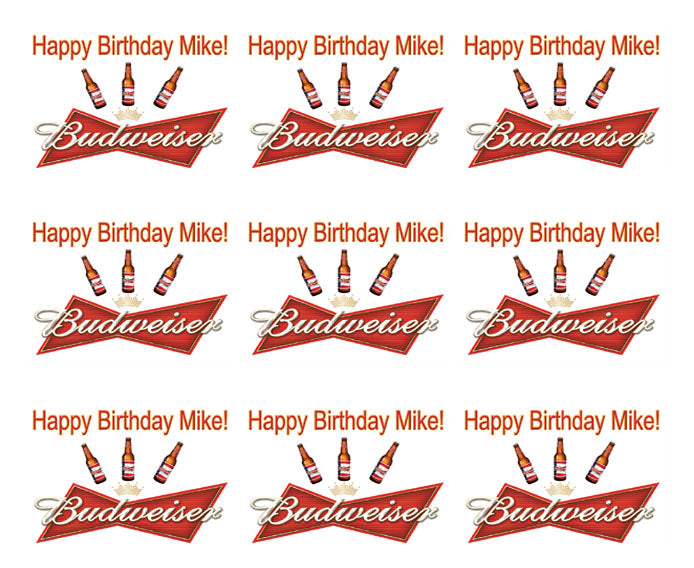 Beer Budweiser - Edible Cake Topper, Cupcake Toppers, Strips