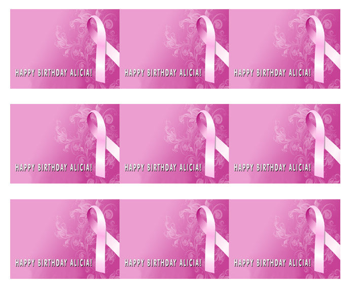 Breast Cancer Pink Ribbon - Edible Cake Topper, Cupcake Toppers, Strips