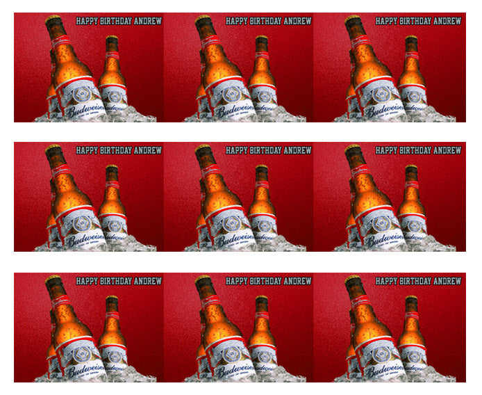 Beer Bottles Budweiser (Nr2) - Edible Cake Topper, Cupcake Toppers, Strips