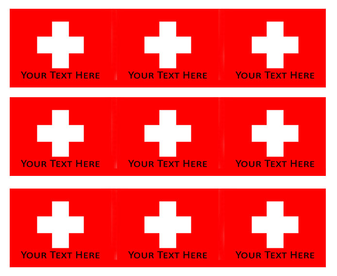 Switzerland flag - Edible Cake Topper, Cupcake Toppers, Strips