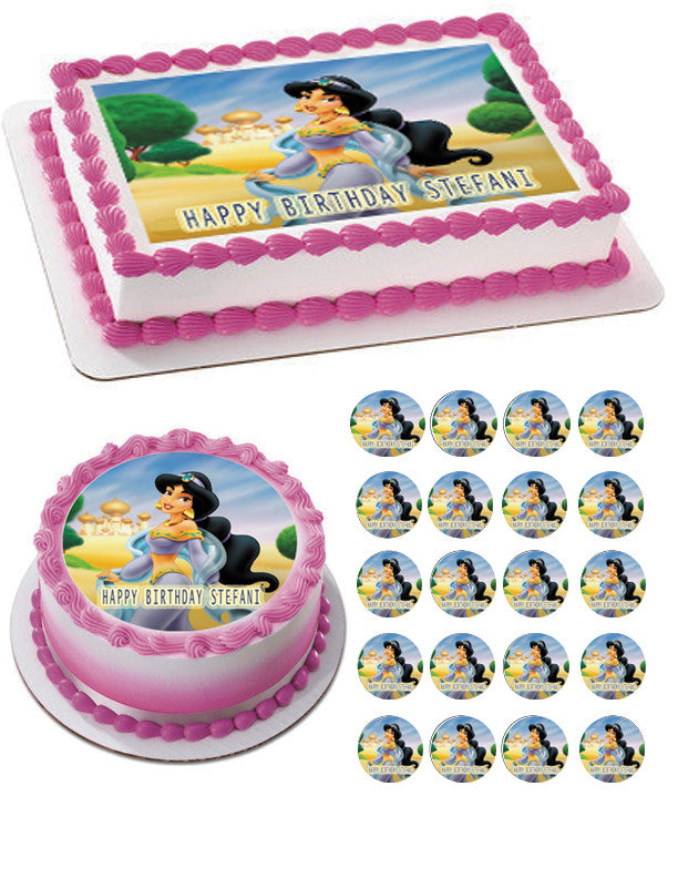 JASMINE Edible Birthday Cake Topper OR Cupcake Topper, Decor - Edible Prints On Cake (Edible Cake &Cupcake Topper)