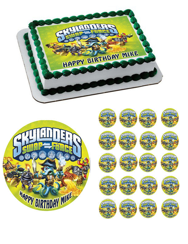 Skylander 3 Edible Birthday Cake Topper OR Cupcake Topper, Decor - Edible Prints On Cake (Edible Cake &Cupcake Topper)