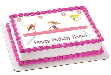 Gymnastics Tumbling Gym Girls - Edible Cake Topper OR Cupcake Topper, Decor