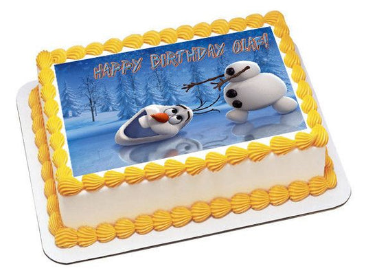 Frozen Happy Olaf Edible Birthday Cake Topper OR Cupcake Topper, Decor - Edible Prints On Cake (Edible Cake &Cupcake Topper)