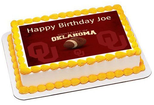 Oklahoma Sooners University Edible Birthday Cake Topper OR Cupcake Topper, Decor - Edible Prints On Cake (Edible Cake &Cupcake Topper)