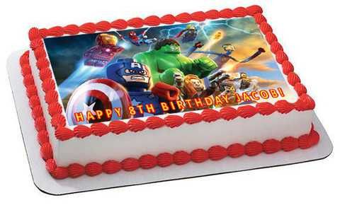 Lego Marvel Superheroes Edible Birthday Cake Topper OR Cupcake Topper, Decor - Edible Prints On Cake (Edible Cake &Cupcake Topper)